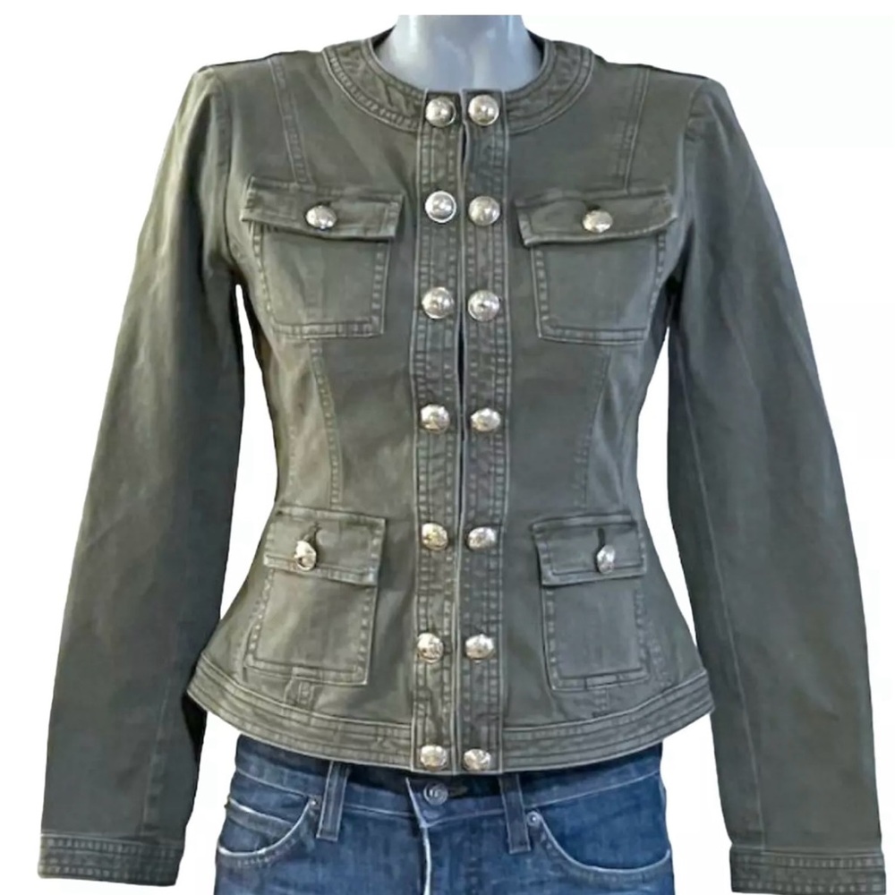 White House Black Market Distressed Military Style Utility Jacket - NWOT